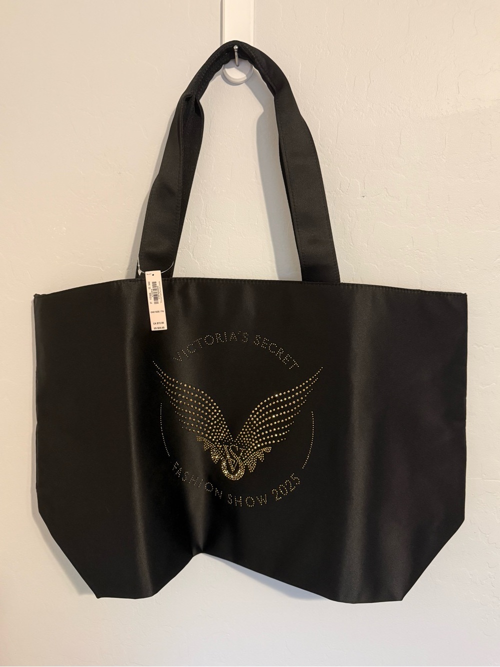 Victoria's Secret Black Tote with Gold Wing Stud Accent